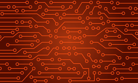 Orange technology background, digital and communication concept design.のイラスト素材