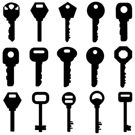 Key vector icon set on isolated background.のイラスト素材