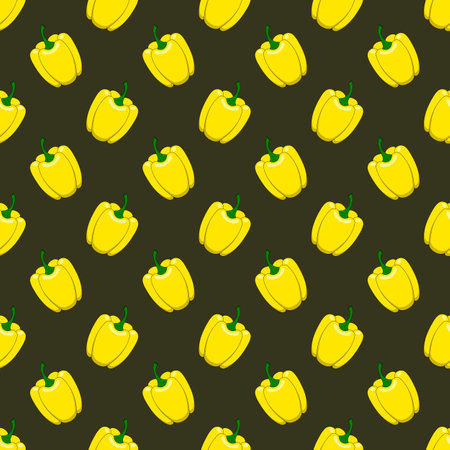 Yellow bell pepper seamless pattern in vector.のイラスト素材