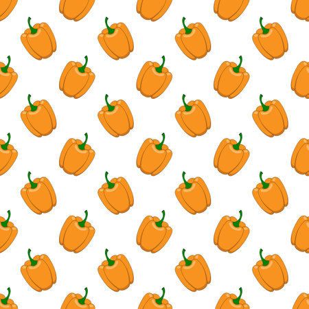 Seamless pattern with orange peppers on white background.のイラスト素材