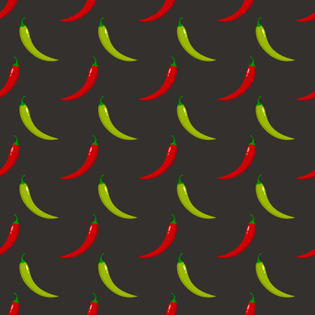 Seamless pattern green and red hot peppers.のイラスト素材