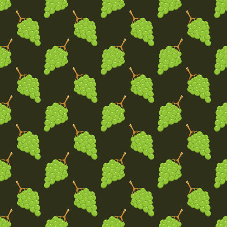 Seamless pattern green grapes line doodle hand drawing abstract isolated on background.のイラスト素材