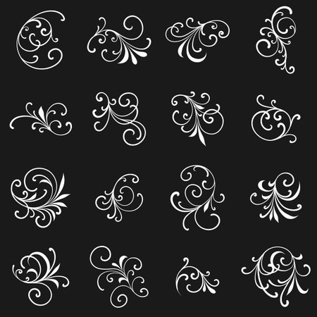 Huge set or collection of vector filigree flourishes for design.のイラスト素材