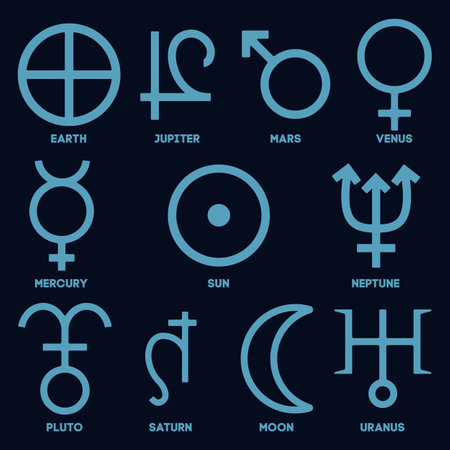 The Solar System planets outline illustrations.のイラスト素材