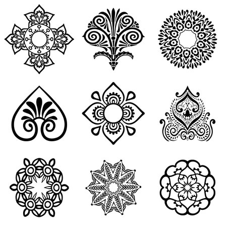Oriental vector damask set for wedding invitations.のイラスト素材