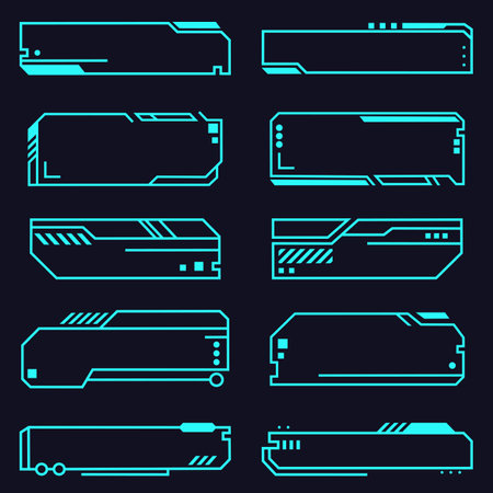 Holographic hud user interface elements, high tech bars and frames.のイラスト素材