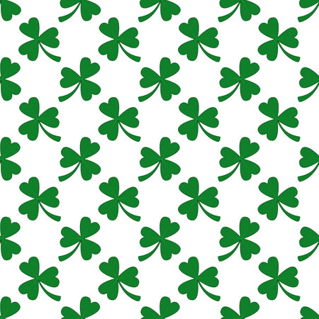 Clover leaves seamless pattern isolated on white background.のイラスト素材