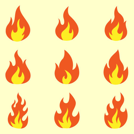 Fire flame icons set isolated on white background.のイラスト素材