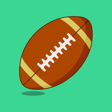 American football ball on green background.のイラスト素材