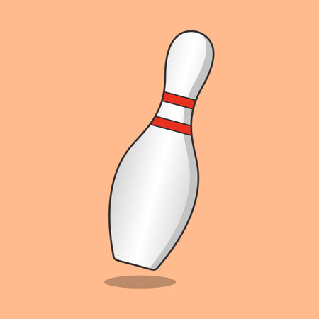 Flat bowling pin illustration with shadow.のイラスト素材