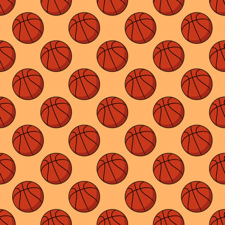 Basketball flat style seamless pattern on white background.のイラスト素材