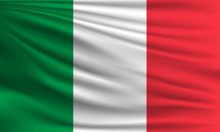 Vector flag of Italy waving closeup style background illustration.の写真素材