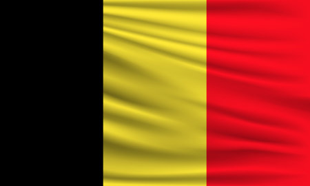 Vector flag of Belgium waving closeup style background illustration.の写真素材
