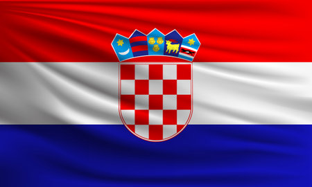 Vector flag of Croatia waving closeup style background illustration.の写真素材