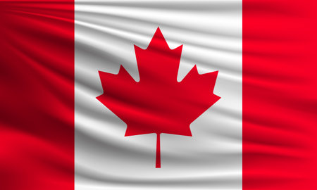 Vector flag of Canada waving closeup style background illustration.の写真素材