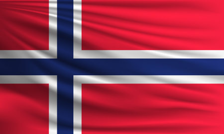 Vector flag of Norway waving closeup style background illustration.の写真素材