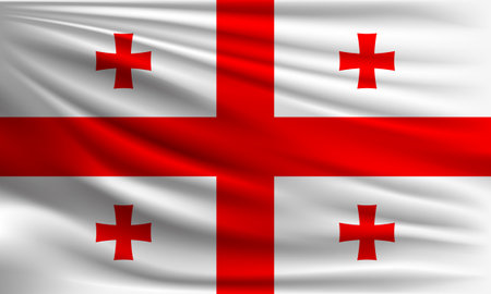 Vector flag of Georgia waving closeup style background illustration.の写真素材