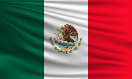 Vector flag of Mexico waving closeup style background illustration.の写真素材