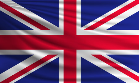 Vector flag of United Kingdom waving closeup style background illustration.の写真素材