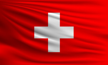 Vector flag of Switzerland waving closeup style background illustration.の写真素材