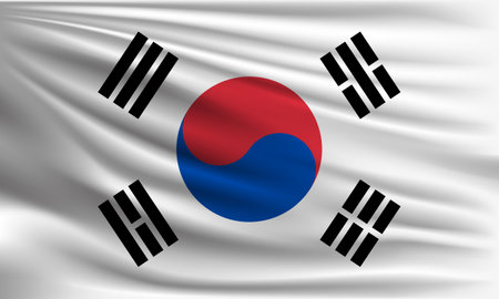 Vector flag of South Korea waving closeup style background illustration.の写真素材