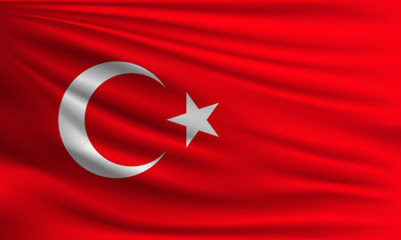 Vector flag of Turkey waving closeup style background illustration.の写真素材