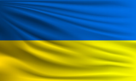 Vector flag of Ukraine waving closeup style background illustration.の写真素材
