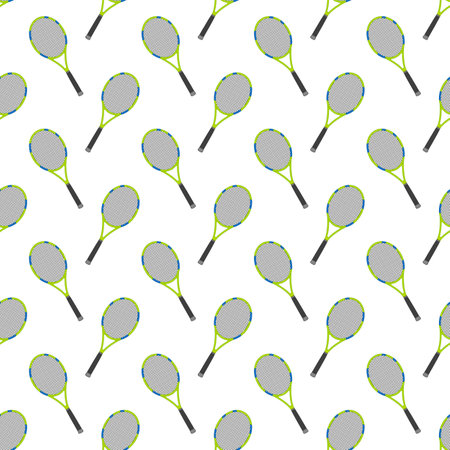 Sports pattern with tennis racket in flat design style.のイラスト素材