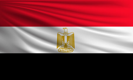 Vector flag of Egypt waving closeup style background illustration.の写真素材