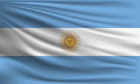 Vector flag of Argentina waving closeup style background illustration.の写真素材
