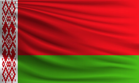 Vector flag of Belarus waving closeup style background illustration.の写真素材