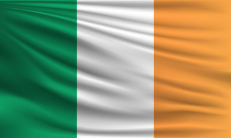 Vector flag of Ireland waving closeup style background illustration.の写真素材
