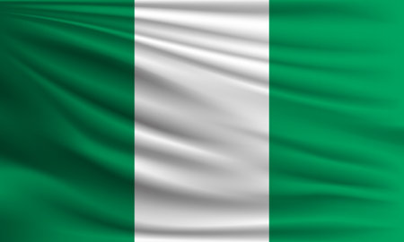 Vector flag of Nigeria waving closeup style background illustration.の写真素材