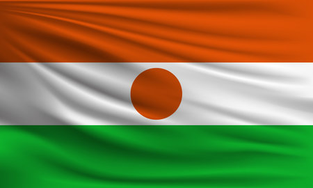 Vector flag of Niger waving closeup style background illustration.の写真素材