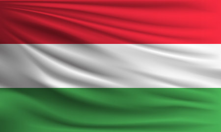 Vector flag of Hungary waving closeup style background illustration.の写真素材