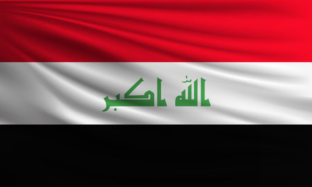 Vector flag of Iraq waving closeup style background illustration.の写真素材