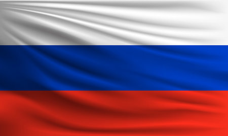 Vector flag of Russia waving closeup style background illustration.の写真素材