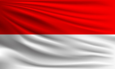 Vector flag of Indonesia waving closeup style background illustration.の写真素材