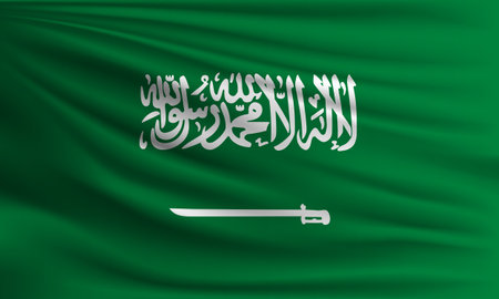 Vector flag of Saudi Arabia waving closeup style background illustration.の写真素材