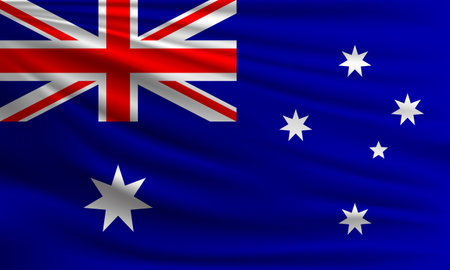 Vector flag of Australia waving closeup style background illustration.の写真素材