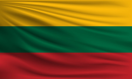 Vector flag of Lithuania waving closeup style background illustration.の写真素材