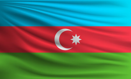 Vector flag of Azerbaijan waving closeup style background illustration.の写真素材