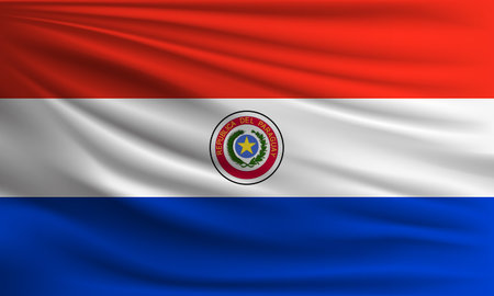 Vector flag of Paraguay waving closeup style background illustration.の写真素材