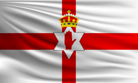 Vector flag of Northern Ireland waving closeup style background illustration.の写真素材