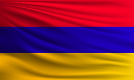Vector flag of Armenia waving closeup style background illustration.の写真素材