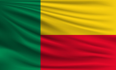 Vector flag of Benin waving closeup style background illustration.の写真素材