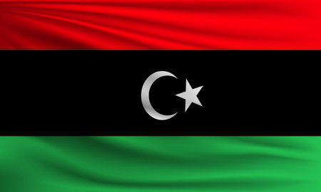 Vector flag of Libya waving closeup style background illustration.の写真素材