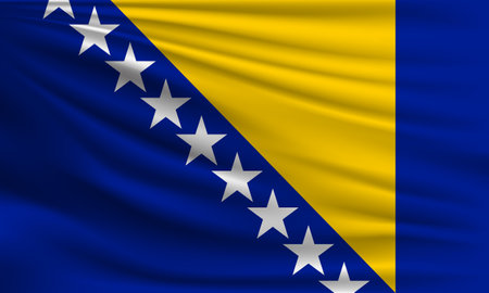 Vector flag of Bosnia and Herzegovina waving closeup style background illustration.の写真素材