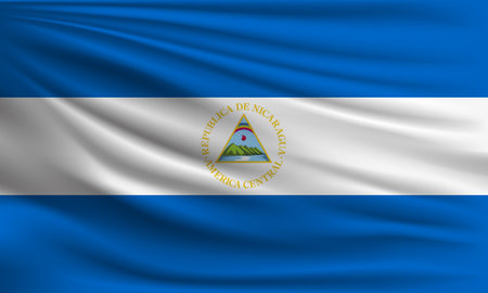 Vector flag of Nicaragua waving closeup style background illustration.の写真素材