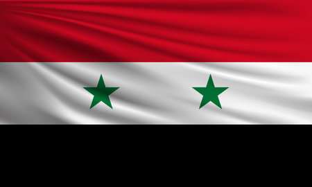 Vector flag of Syria waving closeup style background illustration.の写真素材